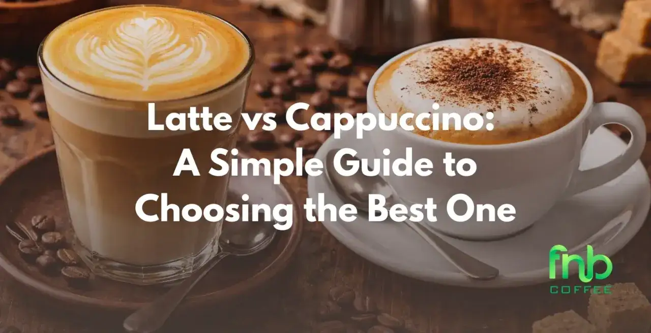 Latte vs Cappuccino: en guide f&ouml;r att v&auml;lja din favorit. En latte med vacker latte art bredvid en cappuccino med chokladstr&ouml;ssel.
